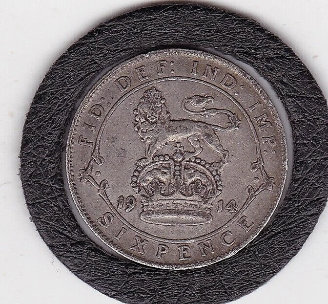 1914   Sterling   Silver  Sixpence  Coin  (KGV)