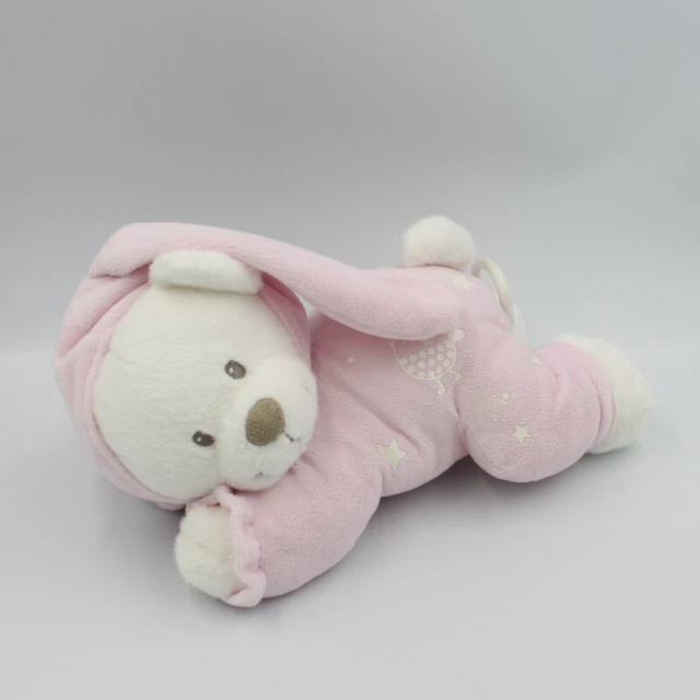 Doudou musical luminescent ours lapin blanc rose oiseau étoiles NICOTOY - 20954