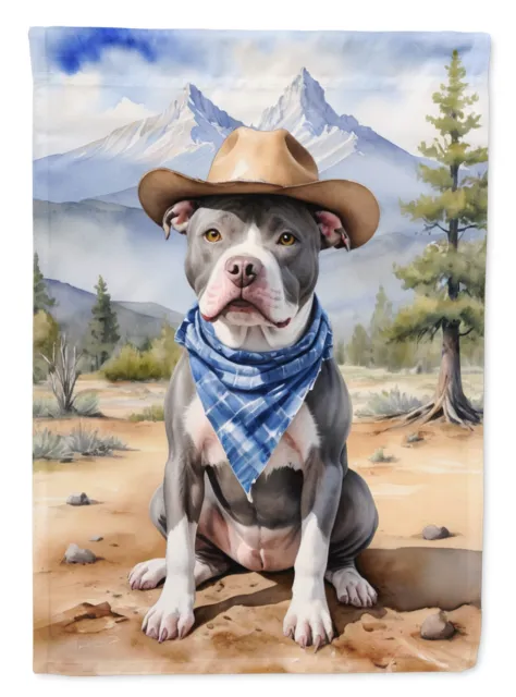 Pit Bull Terrier Cowboy Western Welcome Flag Canvas House Size DAC5953CHF