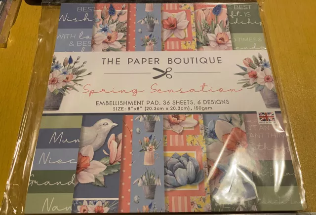 The Paper Boutique - Spring Sensation Embellishment Pad - 8x8 36 Sheets - New