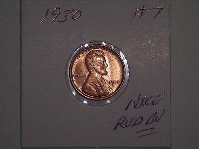 wheat penny 1930 NICE RED BU 1930-P LOT #7  UNC RED LUSTER LINCOLN CENT
