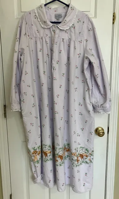 Lanz Vintage Cotton Flannel Nightgown in Floral Print