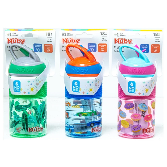 Neuf Nuby Soif Enfants Actif Tasse 18m + Mighty Swig Tritan Flux Flipit