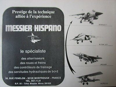 10/1972 PUB MESSIER HISPANO CONCORDE DASSAULT MIRAGE F1 LANDING GEAR FRENCH AD 