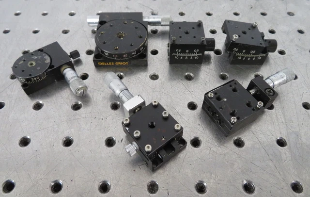 C186931 Lot 6 Melles Griot Mini Micrometer Linear Rotary Tilt Positioning Stages