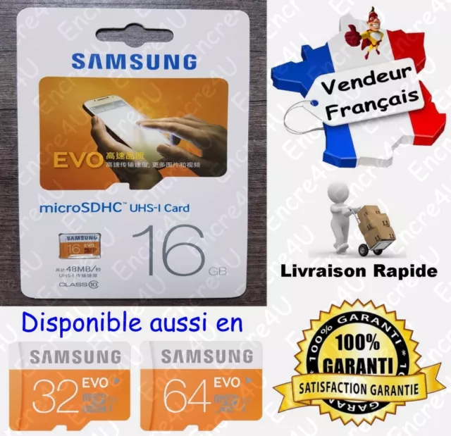 Carte Mémoire 16 Go Micro SDHC UHS-I SAMSUNG EVO - Existe aussi en 32 64 Gb Giga