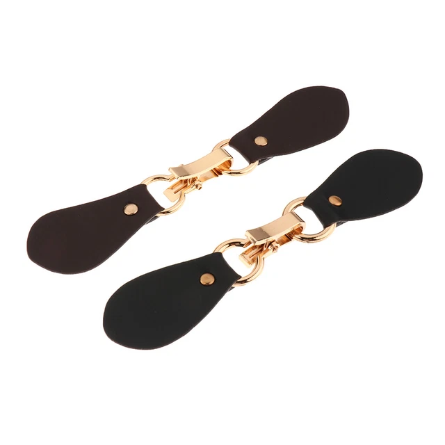 Pair Fashion Leather Horn Toggle Buttons Metal Hook Trench Duffle Coat Fasteners