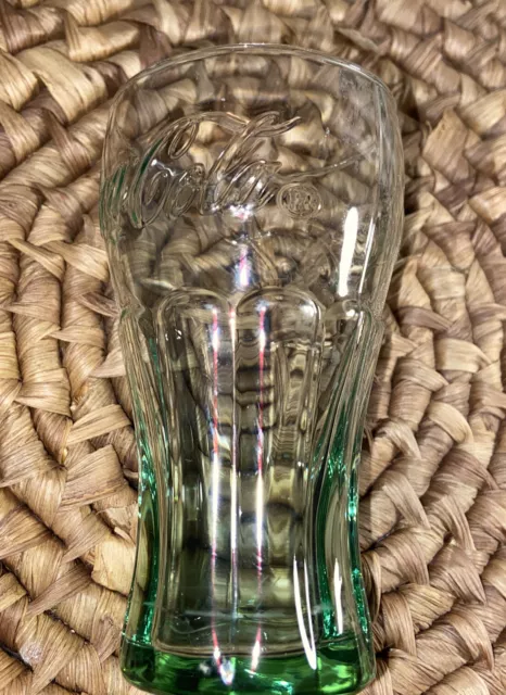 Vintage Small Green  Coca-Cola Contour Glass Genuine Glass 4-1/2" Tall