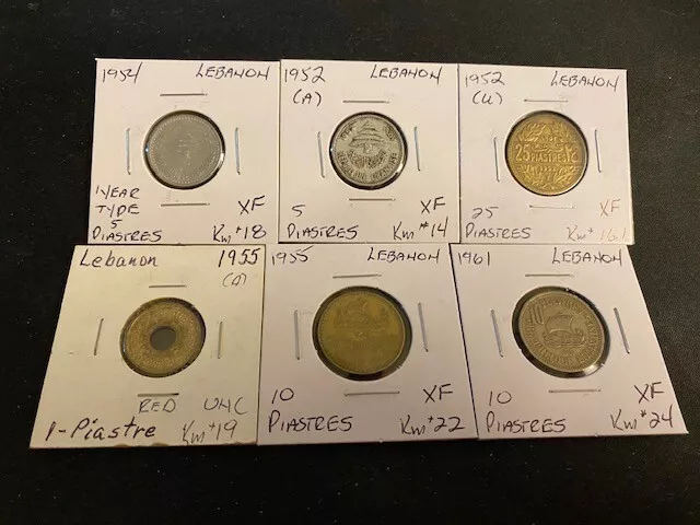 Lebanon  1954  To  1961  6  Coin  Piastres  Xf / Unc  Lot   H66