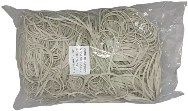 1 kg Gummiringe Gummibänder Haushaltsgummis weiß 60 mm Ø 1,5 x 3 mm breit