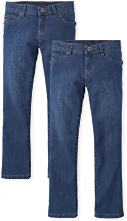 The Children's Place Girls' Basic Bootcut Jeans Victory Blue Wash 2 Pack Size 10