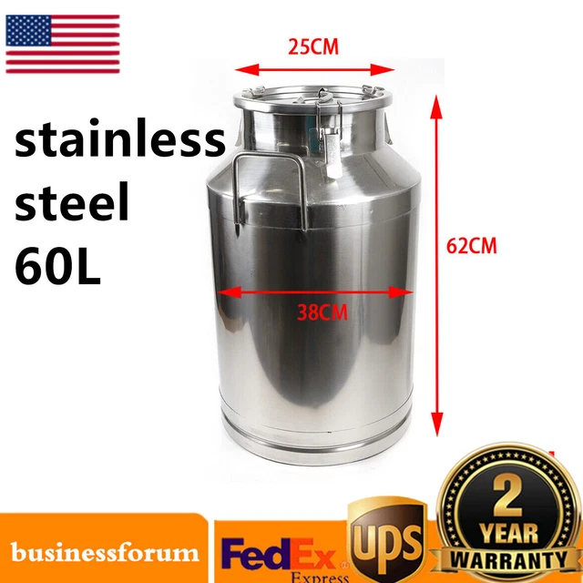 60L Milk Can Stainless Steel Milk Barrel Fermenter Wine Beer Storage Tank 380mm