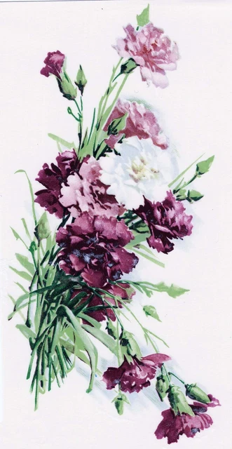 Calcomanías de cerámica tobogán de agua con flores de clavel rosa de Borgoña 2 piezas de 5-1/2"" X 2-3/4