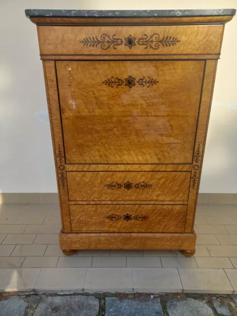 Secretaire antico Carlo X intarsiato