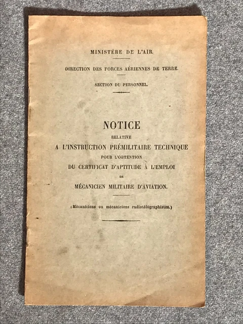 méccano NOTICE CONSTRUCTEUR D'AVION n° 1 originale
