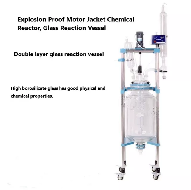 20L Jacketed Glass Chemical Reactor Vessel Explosion Proof Customizable Sonic#