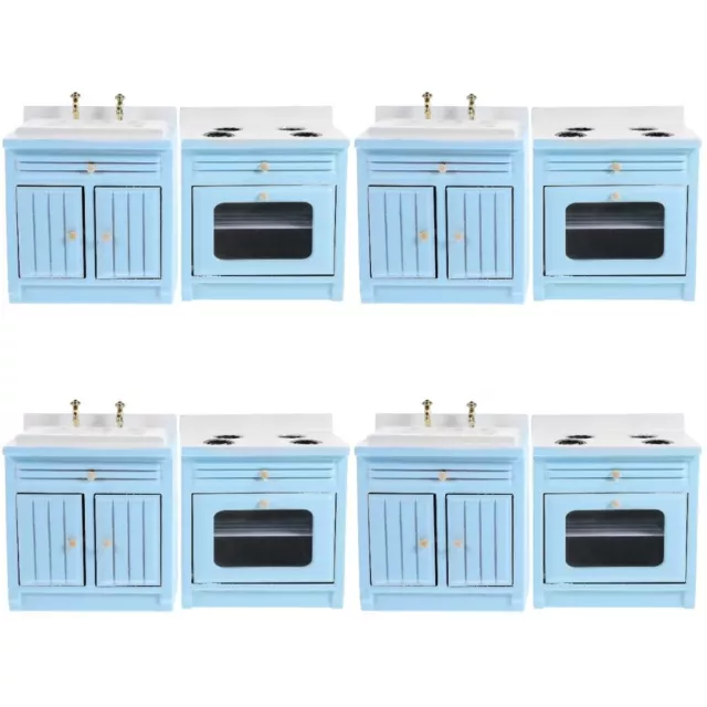 4 Sets of Doll House Mini Kitchen Stove and Wash Basin Prop Doll House Kitchen