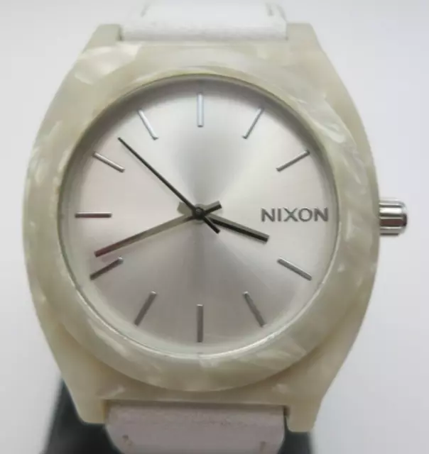 Nixon Time Teller Acetate Leather White Leather Watch - A328-1029 - New Battery