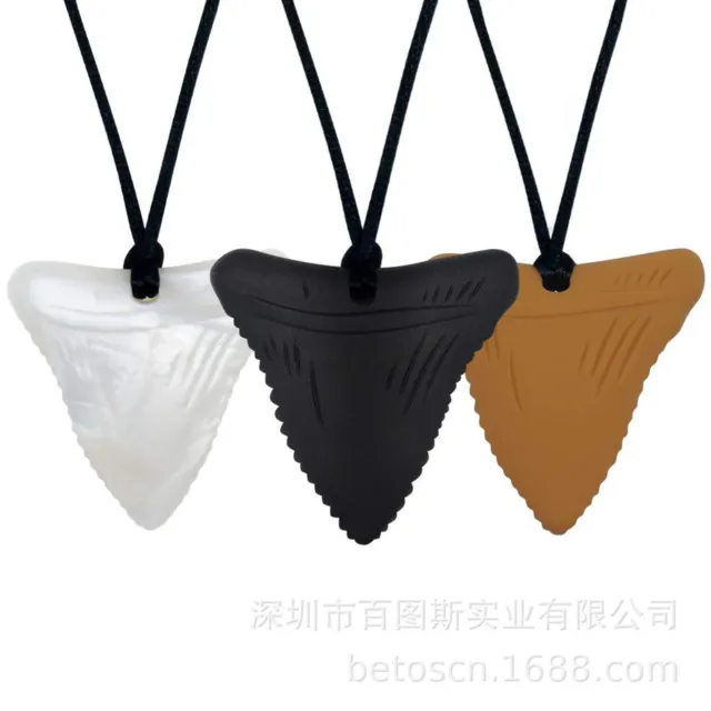 3 Pack Shark Tooth Silicone Chews Autism Sensory Teething Necklaces