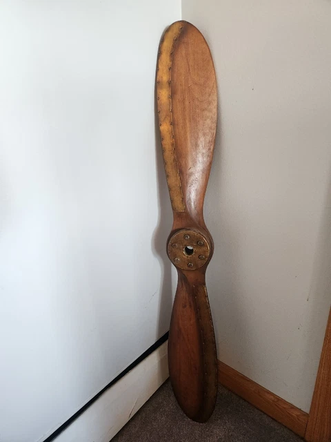 WWI Replica 40" Wood Wooden Airplane Aircraft Propeller Antique Brass Edge