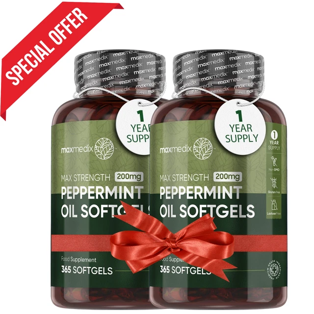 PEPPERMINT OIL 730 Capsules Softgels 200mg for Bloating Digestion Combo