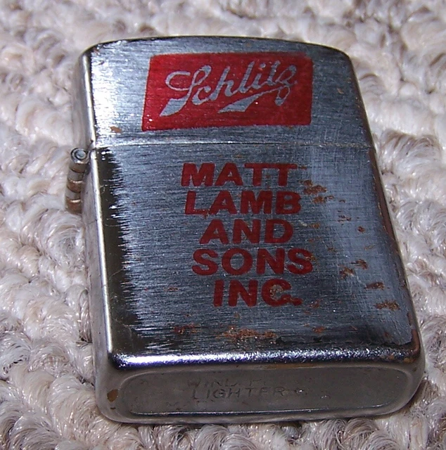 Vintage Schlitz Beer Matt Lamb And Sons Inc. Wind Proof Lighter Japan