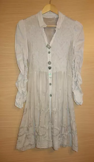 Elisa Cavaletti Linen & Cotton Embroidered Tunic Dress Size L