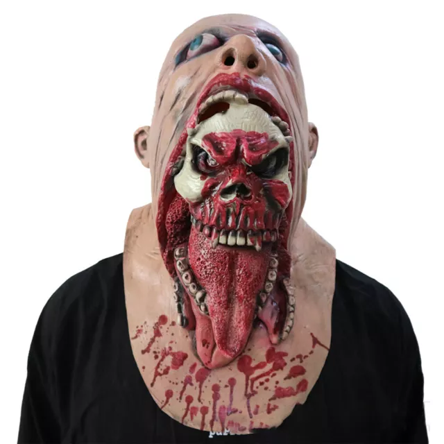 Horror Charlie Scary Bloody Halloween Zombie Mask Latex Cosplay Costume FullHead 2