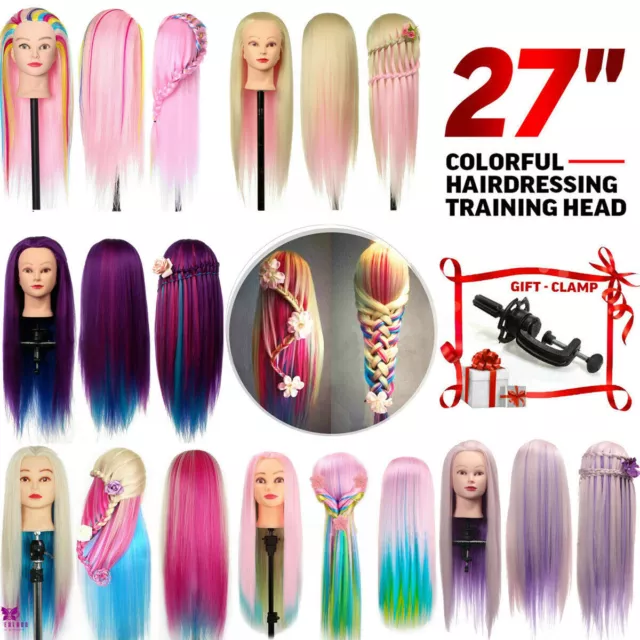 27IN Human Hair Training Head Salon Hairdressing Practice Styling Mannequin Doll