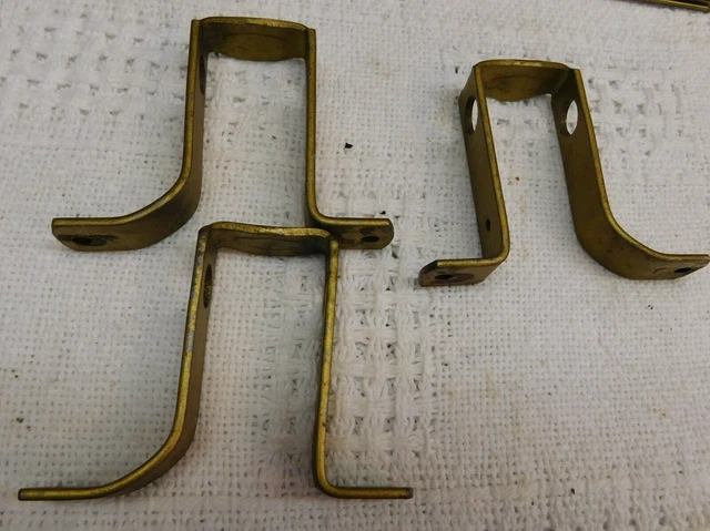 3 Gold Vintage Victorian Art Deco Swing Arm Curtain Rods-+ 3 BRACKETS 4