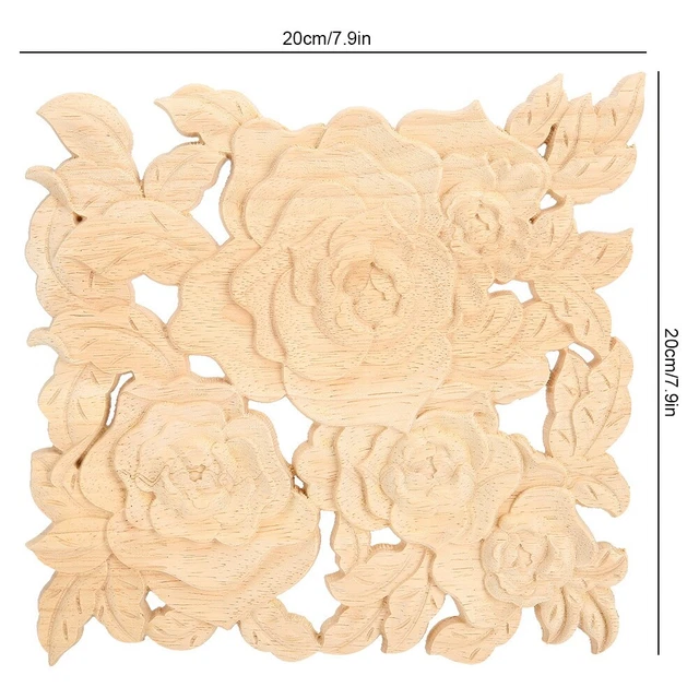20x20cm Shape Wood Carved Applique Decoration Acc For Home Furniture Door