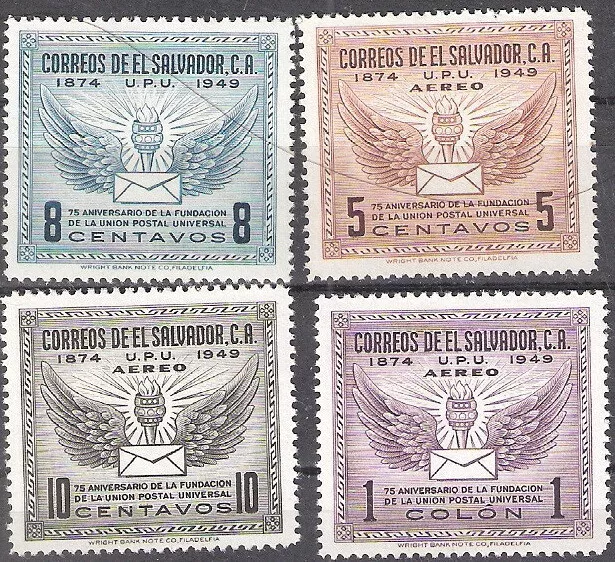 Salvador 1949 75th Anniv UPU Universal Postal Union MNH (SC# 623,C122-C124)