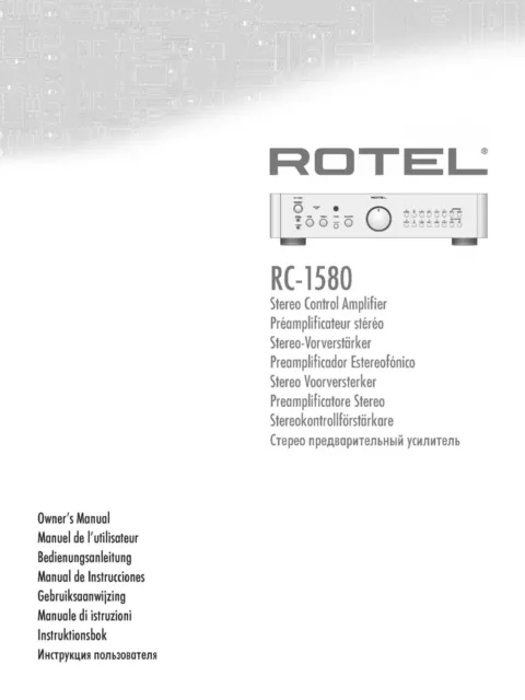 Bedienungsanleitung-Operating Instructions pour Rotel RC-1580
