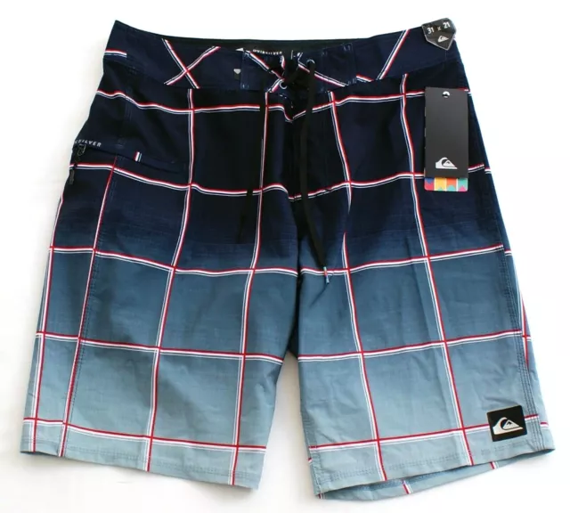 Quiksilver Black Windowpane Plaid Stretch Boardshorts Swim Trunks Men's NWT