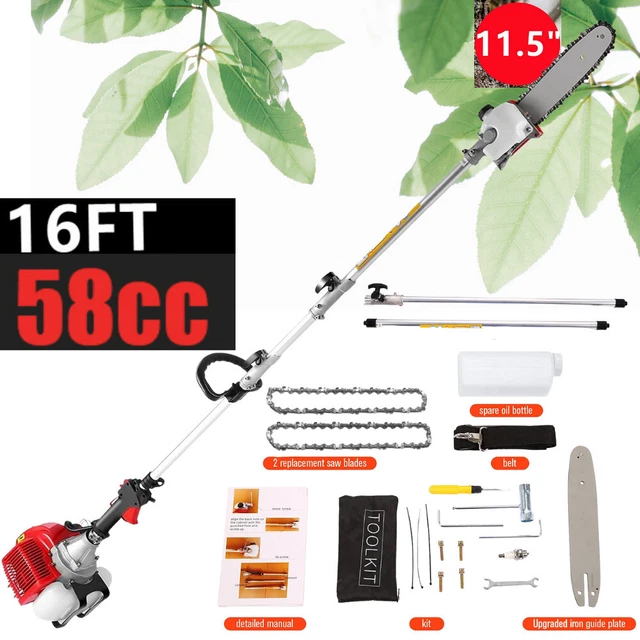 58CC 2 STROKE Chainsaw Pole Saw Pruner Pruning Saw Gas Powered Tree