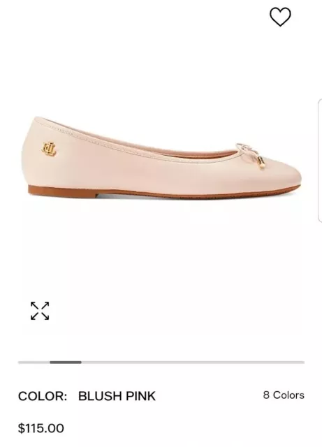 Ralph Lauren Jayna Ballet Flat, Light Pink, Sz 8.5, 100% Leather