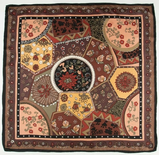 Foulard Vintage Mario Voeluza En Soie 100% - Motif Empreintes Animales