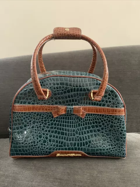 Samantha Brown Travel Bag Weekend Green Carry On Croc Embossed