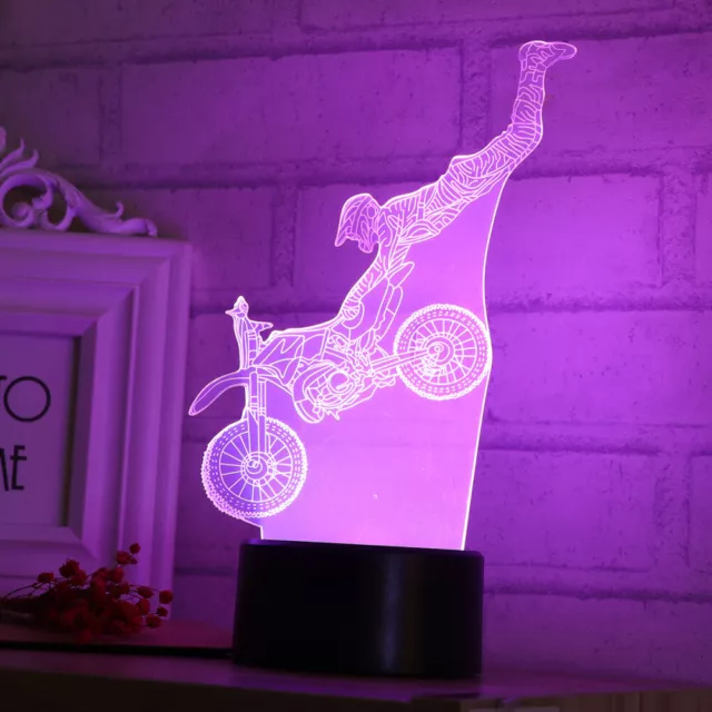3D LED Motorcycle Shape Visual Lamp Colorful Touch Control Lamp No Battery
