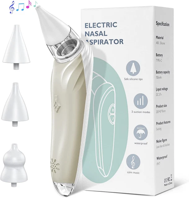 Nasal Aspirator for Baby,Electric Baby Nose Sucker with Adjustable Suction USB 3