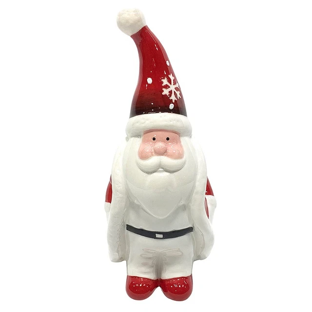 Ceramic Glazed Shiny White & Red Santa Claus Father Christmas Ornament 53440