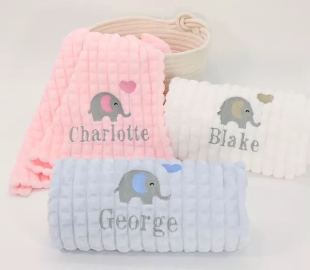 Personalised Baby Blanket Embroidered Name Luxury Fleece 100 x 75cm - 3 Colours