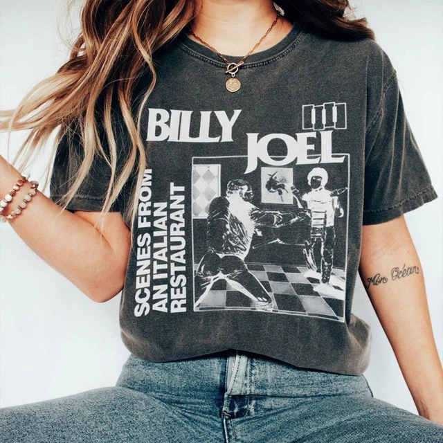 BILLY JOEL TOUR 2024 basic black Unisex Rare Graphic T shirt Cotton 100