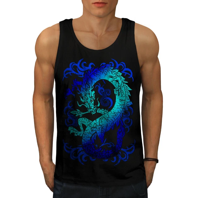 Wellcoda Fantasy Dragon Mystical Mens Tank Top, Myth Active Sports Shirt