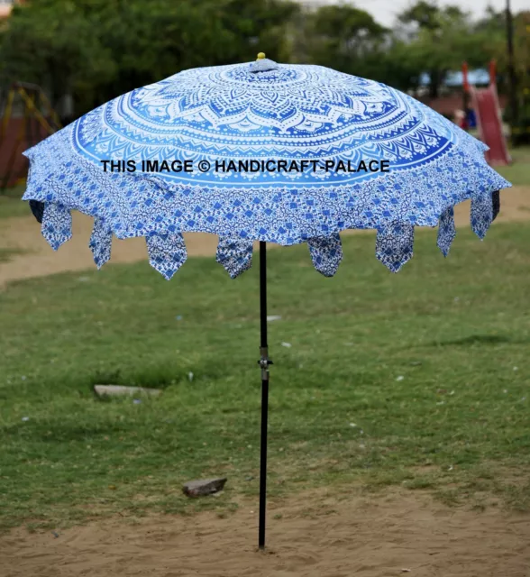 Indian Ombre Mandala Print Beach Garden Umbrella Cotton Patio Sun Shade Parasol