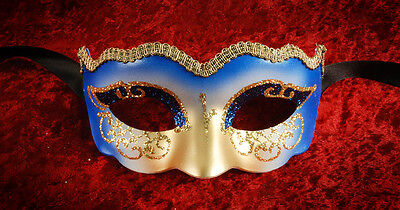 Mask from Venice Colombine Nuvola Blue Golden Authentic 900 CA2C