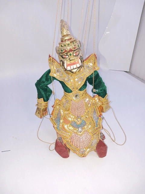 ANTIQUE VINTAGE THAI MARIONETTE HANDMADE Bead BURMESE KALAGA STRING PUPPET