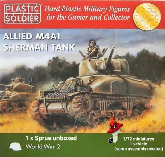 1/72 WW2 US Allied M4A1 75mm Sherman Tank Plastic Soldier Company 1 x sprue