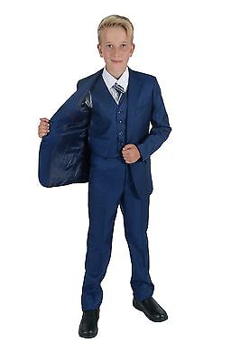 Boys Blue Suits 5 Piece Wedding Suit Prom Page Boy Formal Party 2-15 Years