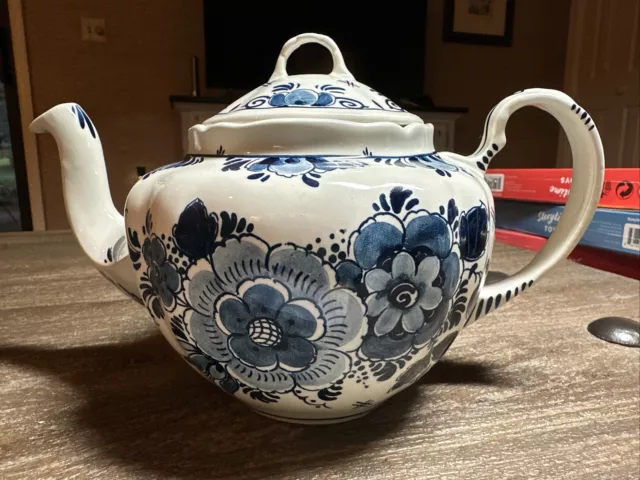 Royal Goedewaagen Delfts Blauw Handgeschilderd Holland Teapot Flower Cobalt